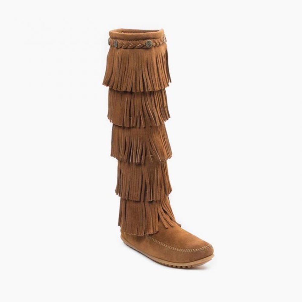 Minnetonka Moccasin Five Layer Fringe Boot Size 7 - image 2